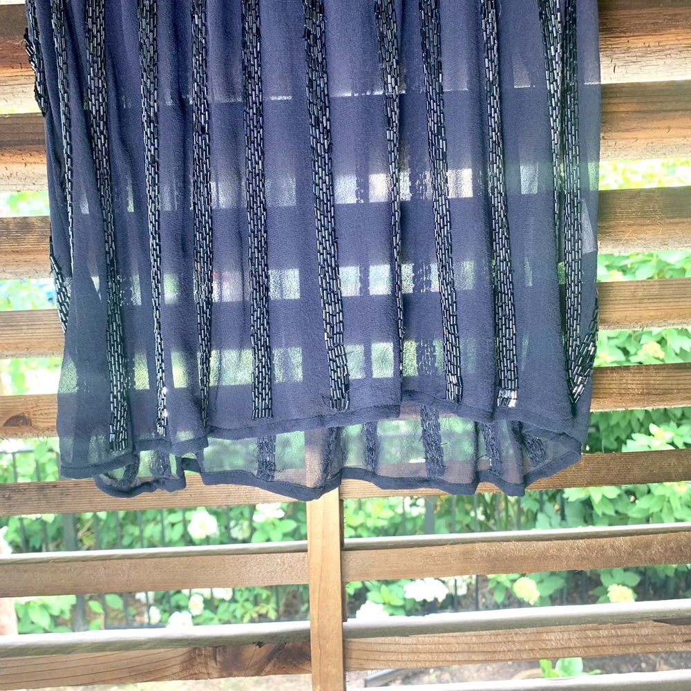 Joie NWOT SILK Sequin Tank Navy Blue XS Top Shirt Camisole Sheer Sparkly - Picture 12 of 15